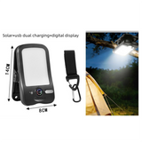 Solar Camping Lantern with Clip Black- 2000mAh USB and Solar Rechargeable, Waterproof Portable Tent Light with Digital Display for Outdoor Hiking Emergency In Australia - Darrahopens