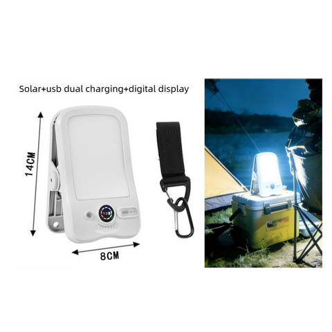 Solar Camping Lantern with Clip White- 2000mAh USB and Solar Rechargeable, Waterproof Portable Tent Light with Digital Display for Outdoor Hiking Emergency In Australia - Darrahopens