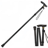Folding Hiking Stick Black - Adjustable Aluminum Telescopic Walking Cane, 5-Height Settings 82-95cm, Lightweight Portable Trekking Pole for Seniors and Outdoors In Australia - Darrahopens