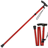 Folding Hiking Stick Red - Adjustable Aluminum Telescopic Walking Cane, 5-Height Settings 82-95cm, Lightweight Portable Trekking Pole for Seniors and Outdoors In Australia - Darrahopens