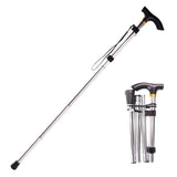 Folding Hiking Stick Silver - Adjustable Aluminum Telescopic Walking Cane, 5-Height Settings 82-95cm, Lightweight Portable Trekking Pole for Seniors and Outdoors