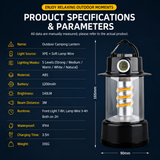 Rechargeable LED Camping Lantern - 1200mAh Battery, 5 Light Modes, USB-C Charging, Hanging Hook and Side Torch for Camping and Outdoor Lighting In Australia - Darrahopens