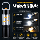 Rechargeable LED Torch and Camping Lantern - 500mAh Battery, 3 Light Modes, USB-C Charging, Zoomable Beam and Carabiner Hook for Hiking and Outdoor Use