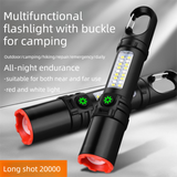Rechargeable LED Torch with COB Work Light - 1200mAh Battery, 5 Light Modes, USB-C Charging, Zoomable Beam and Carabiner Hook for Camping In Australia - Darrahopens