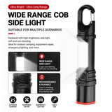 Rechargeable LED Torch with COB Work Light - 1200mAh Battery, 5 Light Modes, USB-C Charging, Zoomable Beam and Carabiner Hook for Camping In Australia - Darrahopens