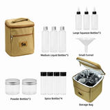 Camping Spice Kit 15 Piece - Khaki Oxford Cloth Storage Bag with PET Bottles, Organised Portable Condiment Set for Camping, BBQ, Picnics and Outdoor Cooking In Australia - Darrahopens