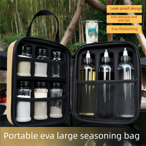 Camping Spice Kit 11 Piece with EVA Hard Shell Carry Case, PET Liquid Bottles and Seasoning Jars, Portable Condiment Storage Set for Camping, BBQ, Picnics and Outdoor Cooking In Australia - Darrahopens
