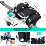 Hands Free Dog Leash Running Belt with Adjustable Bungee Lead(Mint green), Multi Pocket Outdoor Waist Bag and Free Roll of 15 Poop Bags for Walking, Jogging and Running