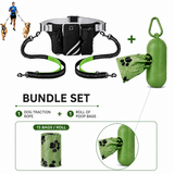 Hands Free Dog Leash Running Belt with Adjustable Bungee Lead(Fluorescent green), Multi Pocket Outdoor Waist Bag and Free Roll of 15 Poop Bags for Walking, Jogging and Running In Australia - Darrahopens