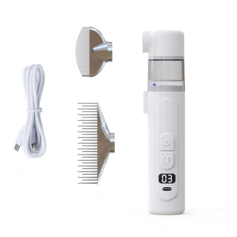 Electric Flea Comb for Dogs and Cats - 2-in-1 Rechargeable Pet Flea Remover and Dematting Grooming Comb with Suction Collection, 3 Speed Settings and USB-C Charging