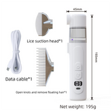Electric Flea Comb for Dogs and Cats - 2-in-1 Rechargeable Pet Flea Remover and Dematting Grooming Comb with Suction Collection, 3 Speed Settings and USB-C Charging