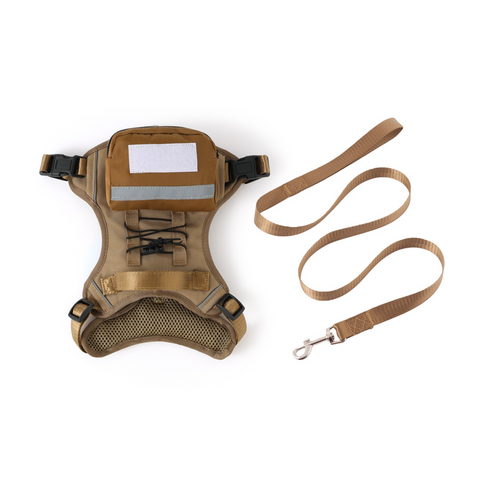 Dog Harness with Backpack and Leash Set - Size M Adjustable Breathable Mesh Pet Vest with Reflective Trim, Storage Pouch and Control Handle for Walking and Hiking In Australia - Darrahopens