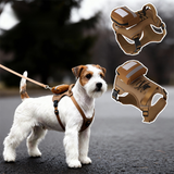 Dog Harness with Backpack and Leash Set - Size L Adjustable Breathable Mesh Pet Vest with Reflective Trim, Storage Pouch and Control Handle for Walking and Hiking