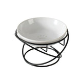 Raised Ceramic Pet Bowl with  Metal Stand White - Paw Print Cat and Dog Feeding Bowl, Removable Easy-Clean Dish with Elevated Design for Food and Water In Australia - Darrahopens