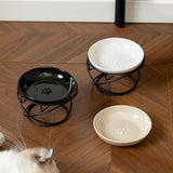 Raised Ceramic Pet Bowl with  Metal Stand White - Paw Print Cat and Dog Feeding Bowl, Removable Easy-Clean Dish with Elevated Design for Food and Water In Australia - Darrahopens