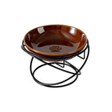 Raised Ceramic Pet Bowl with  Metal Stand Brown - Paw Print Cat and Dog Feeding Bowl, Removable Easy-Clean Dish with Elevated Design for Food and Water In Australia - Darrahopens
