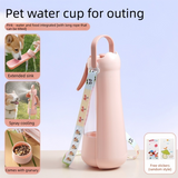 Portable Dog Water Bottle with Foldable Drinking Trough - Pink 3-in-1 Pet Travel Water Dispenser with Fine Mist Spray, Food Storage and Carry Strap for Walking and Outdoor Trips