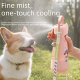 Portable Dog Water Bottle with Foldable Drinking Trough - Pink 3-in-1 Pet Travel Water Dispenser with Fine Mist Spray, Food Storage and Carry Strap for Walking and Outdoor Trips