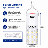 Rechargeable LED Camping Lights 2 Pack - 3 Brightness Modes, 300mAh Battery, Type-C Charging, 360 Degree Portable Hanging Lanterns for Camping and Emergencies In Australia - Darrahopens