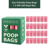 Pink Thickened Dog Poop Bags 360 Pack - 24 Rolls, 15 Bags per Roll, 22 x 30cm Leak-Resistant Easy-Tear Pet Waste Bags for Dog Walking, Travel and Daily Clean-Up