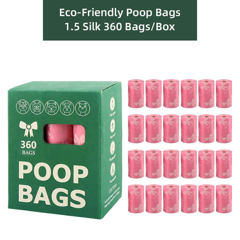 Pink Thickened Dog Poop Bags 360 Pack - 24 Rolls, 15 Bags per Roll, 22 x 30cm Leak-Resistant Easy-Tear Pet Waste Bags for Dog Walking, Travel and Daily Clean-Up