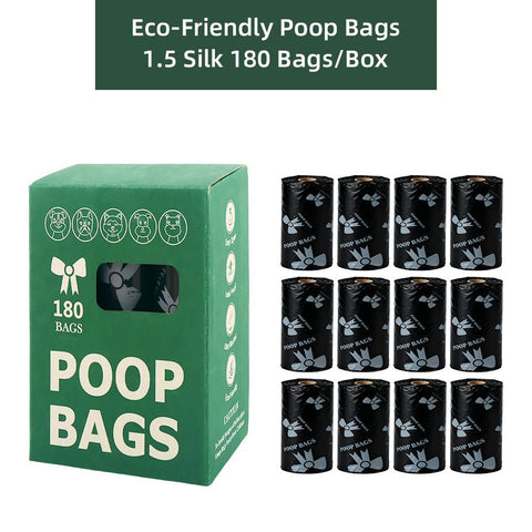 Black Thickened Dog Poop Bags 180 Pack - 12 Rolls, 15 Bags per Roll, 22 x 30cm Leak-Resistant Easy-Tear Pet Waste Bags for Dog Walking, Travel and Daily Clean-Up