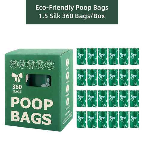 Green Thickened Dog Poop Bags 360 Pack - 24 Rolls, 15 Bags per Roll, 22 x 30cm Leak-Resistant Easy-Tear Pet Waste Bags for Dog Walking, Travel and Daily Clean-Up