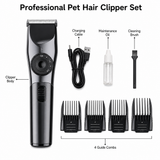 Black Rechargeable Pet Hair Clippers – Cordless Dog & Cat Grooming Trimmer with Adjustable Cutting Length, Guide Combs, USB Charging & Grooming Accessories