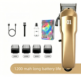 Gold Rechargeable Pet Hair Clippers - 1200mAh Dog and Cat Grooming Trimmer with Digital Display, USB Charging, Adjustable Blade and Guide Combs In Australia - Darrahopens