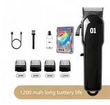 Black Rechargeable Pet Hair Clippers - 1200mAh Dog and Cat Grooming Trimmer with Digital Display, USB Charging, Adjustable Blade and Guide Combs In Australia - Darrahopens