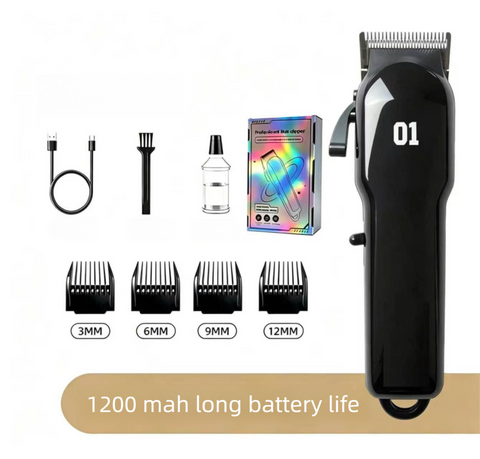 Black Rechargeable Pet Hair Clippers - 1200mAh Dog and Cat Grooming Trimmer with Digital Display, USB Charging, Adjustable Blade and Guide Combs In Australia - Darrahopens