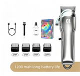 Silver Rechargeable Pet Hair Clippers - 1200mAh Dog and Cat Grooming Trimmer with Digital Display, USB Charging, Adjustable Blade and Guide Combs In Australia - Darrahopens