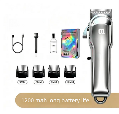 Silver Rechargeable Pet Hair Clippers - 1200mAh Dog and Cat Grooming Trimmer with Digital Display, USB Charging, Adjustable Blade and Guide Combs In Australia - Darrahopens