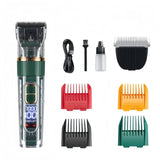 Rechargeable Pet Hair Clippers Green - 2000mAh Dog and Cat Grooming Trimmer with Transparent Housing, Smart Digital Display, Adjustable Cutting Length and Guide Combs In Australia - Darrahopens