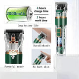 Rechargeable Pet Hair Clippers Green - 2000mAh Dog and Cat Grooming Trimmer with Transparent Housing, Smart Digital Display, Adjustable Cutting Length and Guide Combs