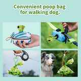 Degradable Dog Poop Bags with Dispenser - 16 rolls Pet Waste Bags, Leak Resistant Easy Tear Design, Portable Clip Holder for Dog Walking and Outdoor Clean Up