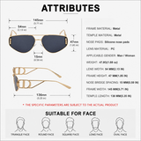 Women's Cat Eye Sunglasses - Gold Metal Frame with Brown PC Lenses, Adjustable Silicone Nose Pads, Retro Fashion Eyewear for Driving, Travel and Outdoor Wear