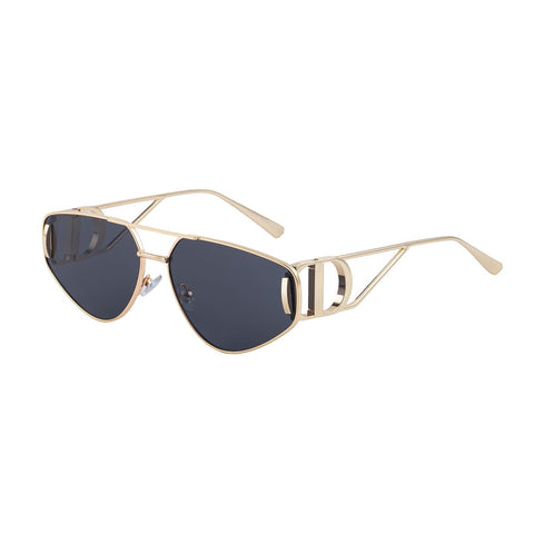 Women's Cat Eye Sunglasses - Gold Metal Frame with Grey PC Lenses, Adjustable Nose Pads, Retro Fashion Eyewear for Driving, Travel and Outdoor Wear In Australia - Darrahopens