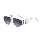 Women's Cat Eye Sunglasses - Silver Metal Frame with Grey PC Lenses, Adjustable Nose Pads, Retro Fashion Eyewear for Driving, Travel and Outdoor Wear