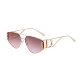 Women's Cat Eye Sunglasses - Gold Metal Frame with Pink PC Lenses, Adjustable Nose Pads, Retro Fashion Eyewear for Travel, Street Style and Outdoor Wear