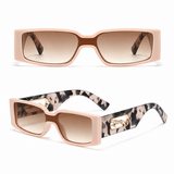 Rectangle Sunglasses with Leopard Detail - Pink frame PC Frame, Unisex Fashion Eyewear with Black Glasses Storage Pouch In Australia - Darrahopens