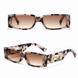 Rectangle Sunglasses with Leopard Detail - Leopard print frame, Unisex Fashion Eyewear with Black Glasses Storage Pouch In Australia - Darrahopens