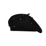 Women's Wool Blend Beret Hat - Black French Style Painter Cap with Scattered Rhinestone Details, Soft Knit Vintage Fashion Headwear In Australia - Darrahopens