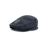 Women's Plaid Flat Cap - Navy Blue Check Newsboy Painter Hat, Adjustable Double Snap Design, Short Brim Vintage Casual Cap for Everyday Streetwear In Australia - Darrahopens