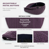 Women's Plaid Flat Cap - Navy Blue Check Newsboy Painter Hat, Adjustable Double Snap Design, Short Brim Vintage Casual Cap for Everyday Streetwear