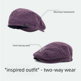 Women's Plaid Flat Cap - Beige Check Newsboy Painter Hat, Adjustable Double Snap Design, Short Brim Vintage Casual Cap for Everyday Streetwear In Australia - Darrahopens