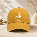 Yellow Vintage Washed Panda Print Baseball Cap - Adjustable Cotton Cap with Curved Brim for Sun Protection and Casual Streetwear Style