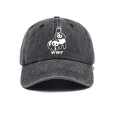 Black Vintage Washed Panda Print Baseball Cap - Adjustable Cotton Cap with Curved Brim for Sun Protection and Casual Streetwear Style