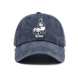 Blue Vintage Washed Panda Print Baseball Cap - Adjustable Cotton Cap with Curved Brim for Sun Protection and Casual Streetwear Style