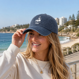 Blue Vintage Washed Panda Print Baseball Cap - Adjustable Cotton Cap with Curved Brim for Sun Protection and Casual Streetwear Style